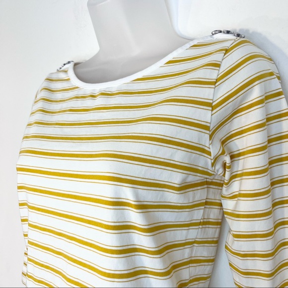 Matilda Jane Sunny Boatneck Tee Striped w/ Gingham Buttons Size Small - Picture 4 of 8
